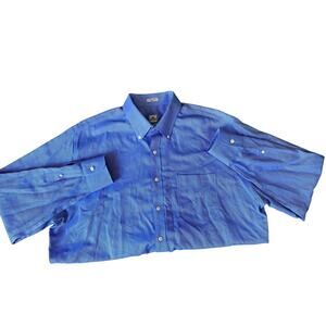 Peter Millar Blue Nanoluxe Easycare Mens Long Sleeve Button Down XL